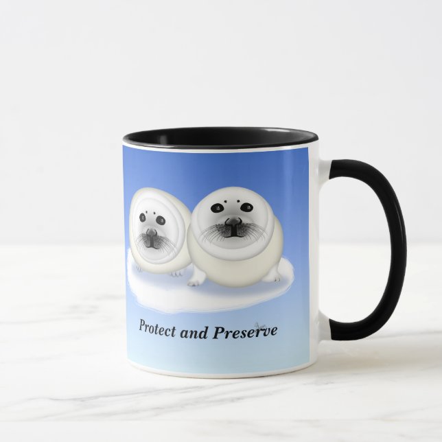 Taza blanca de crías de foca (Derecha)