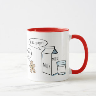 Taza blanca de la leche y del jengibre con