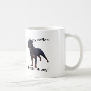 Taza blanca de Rottweiler
