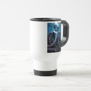 Taza blanca de viaje de pulpo cibernético de dos l