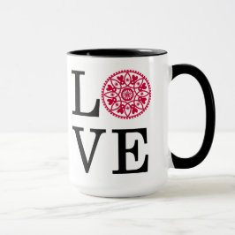 Taza blanca del AMOR y negra roja