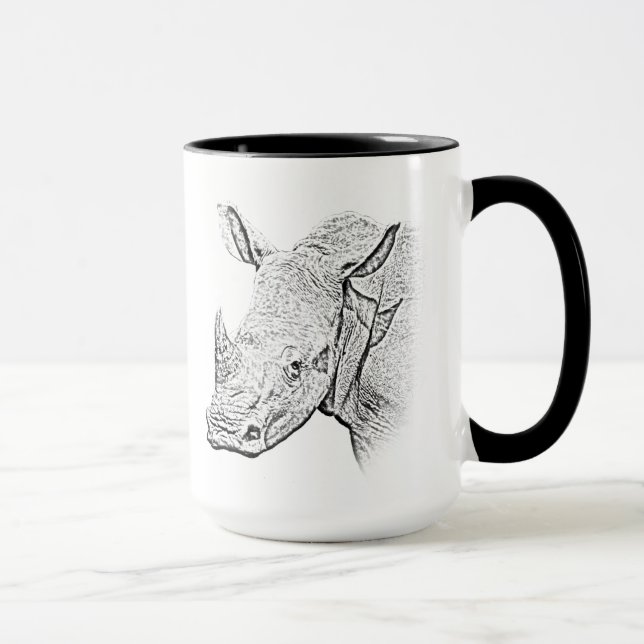Taza blanca del rinoceronte - serie de África (Derecha)