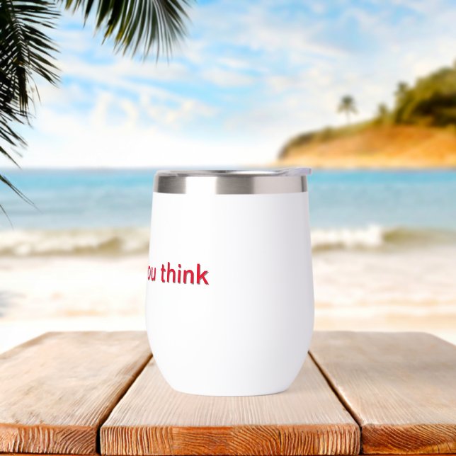 taza blanca impresa como lo que piensa (Playa)