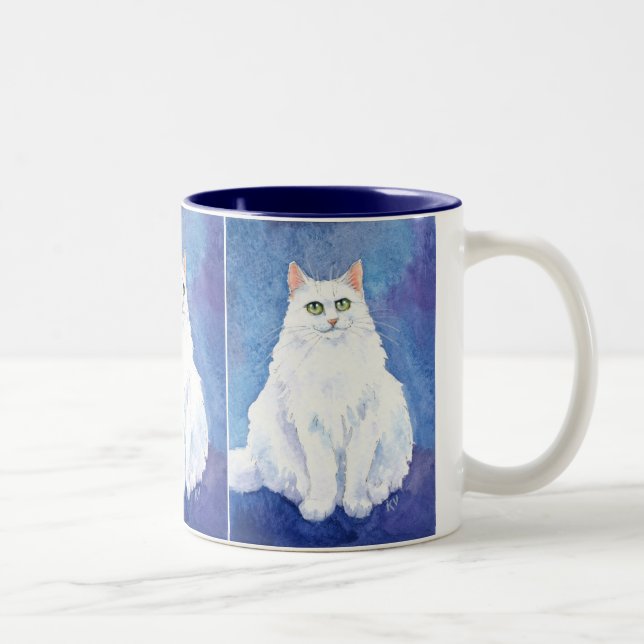 Taza blanca linda del gato o del gatito (Derecha)