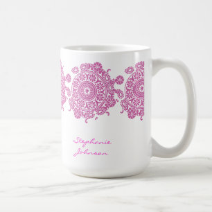 Taza blanca/rosada del ornamento elegante