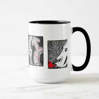 Taza blanca y roja negra