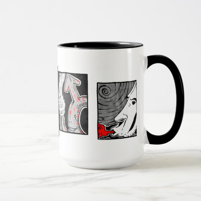 Taza blanca y roja negra (Derecha)