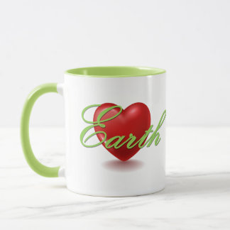 Taza blanca y verde de Ama la Tierra