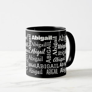 Taza Blanco ABIGAIL Nombre Sobre Negro