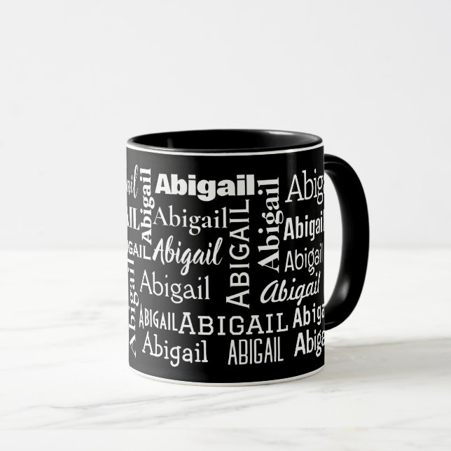 Taza Blanco ABIGAIL Nombre Sobre Negro (Anverso derecho)