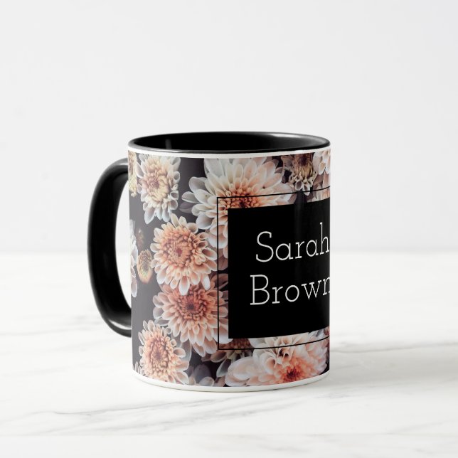 TAZA BLANCO DAHLIA FLORAL ELEGANTE (Anverso izquierdo)