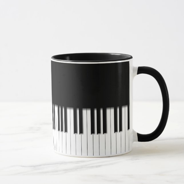 Taza - blanco del negro del teclado de piano (Derecha)