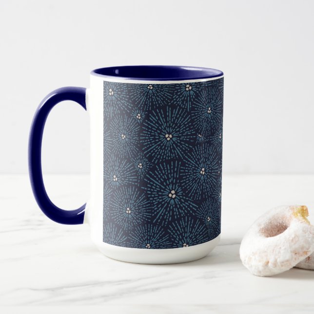 Taza Blanco floral floral tradicional japonés (Con donut)
