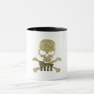 Taza Blanco Glam to the Bone Dorado Brillo Cráneo