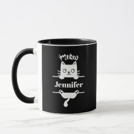 Taza Blanco lindo en negro y peluca personalizada de ga