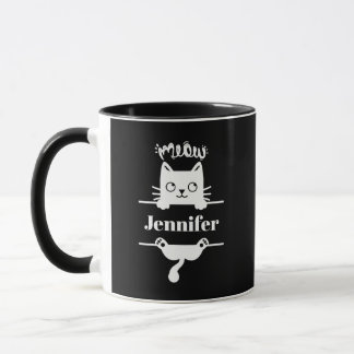Taza Blanco lindo en negro y peluca personalizada de ga