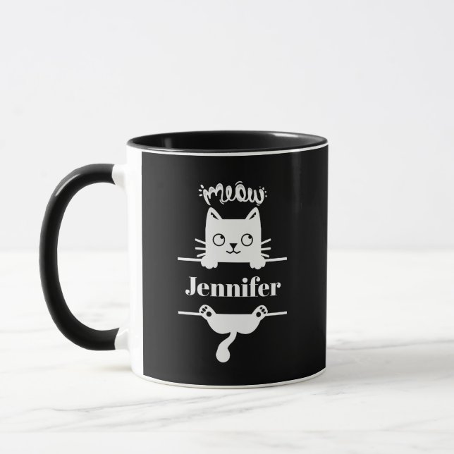 Taza Blanco lindo en negro y peluca personalizada de ga (Izquierda)