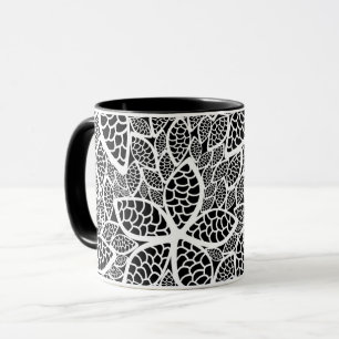 Taza Blanco negro de encaje floral
