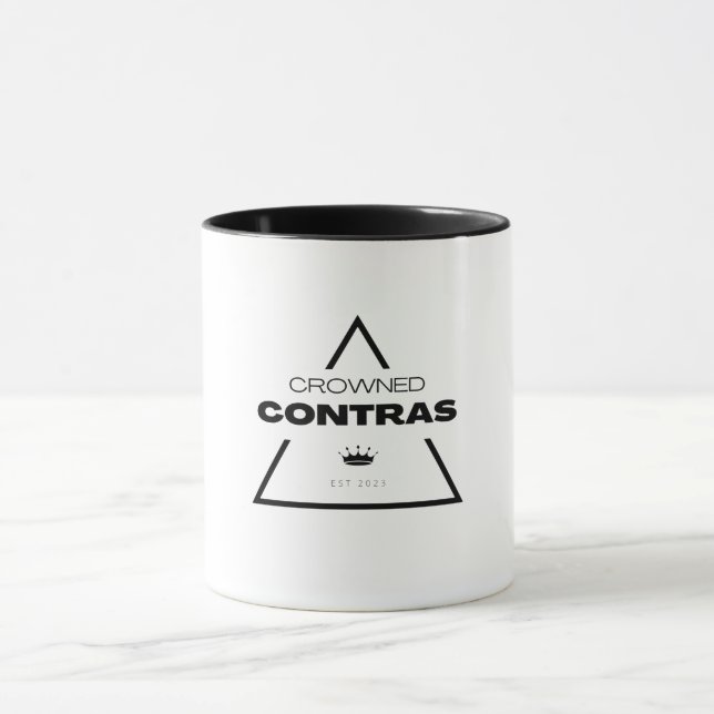 Taza Blanco Negro geométrico Prisma Crowne Contras Mug (Centro)
