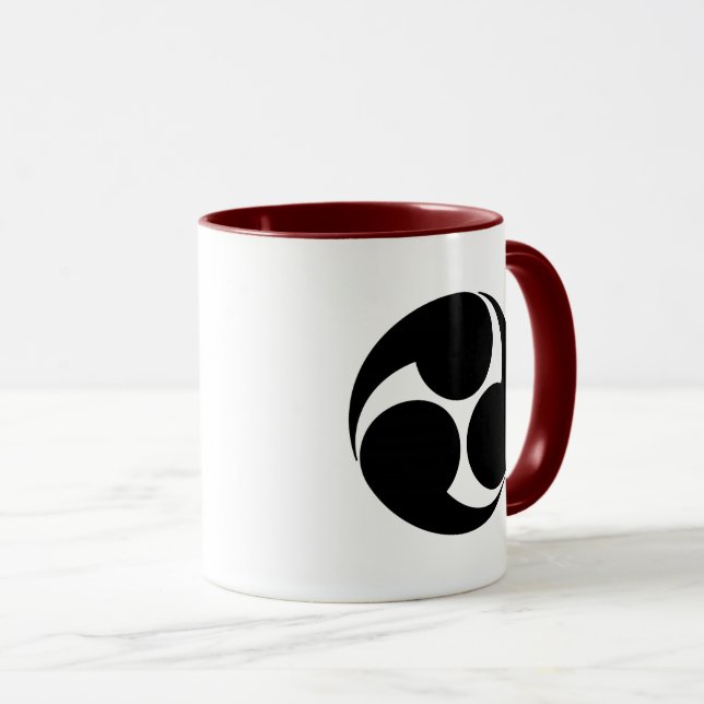 Taza Blanco Negro Oriental Kobayakawa Japón Mon Art (Anverso derecho)