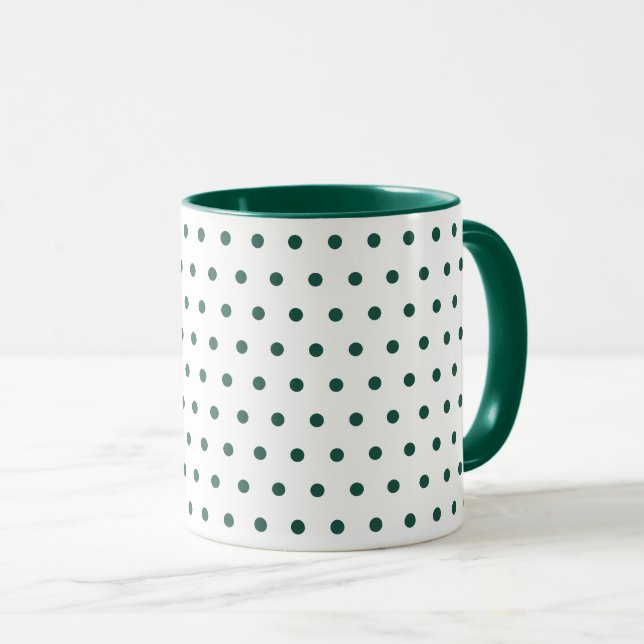 Taza Blanco Polka Verde Oscuro puntos Limpiar Simple Mí (Anverso derecho)