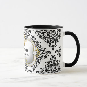 Taza Blanco precioso del negro del damasco de 311 Ciao