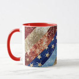 Taza Blanco Rojo y Personalizado Americana Dorado Mug