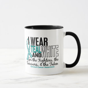 Taza Blanco verde azulado del CÁNCER DE CUELLO DEL