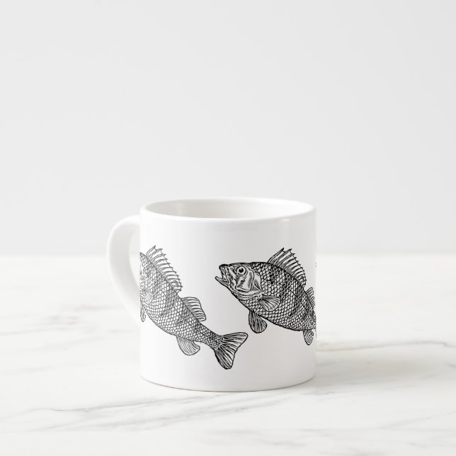 Taza blanco y negro asombrosa de los pescados (Izquierda)