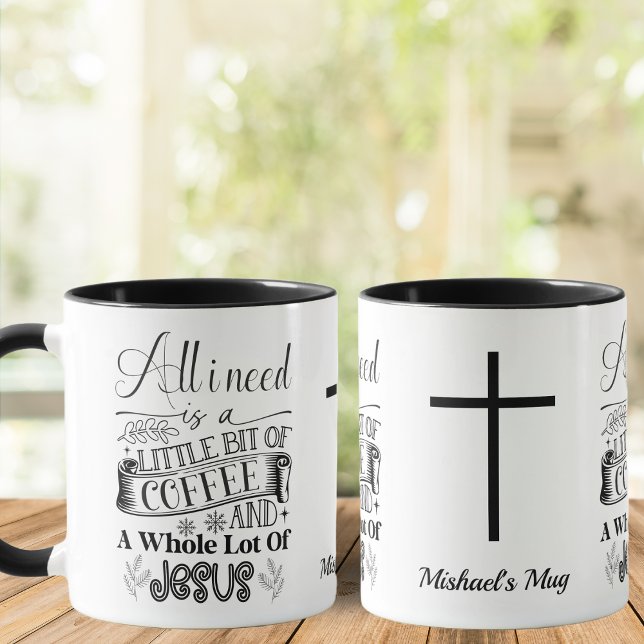 Taza blanco y negro, café y Jesús, cristiano (Subido por el creador)