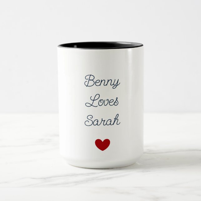 Taza Blanco y negro con corazón: amor (Centro)