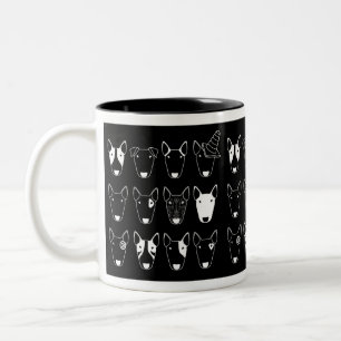 Taza blanco y negro de bull terrier (línea de
