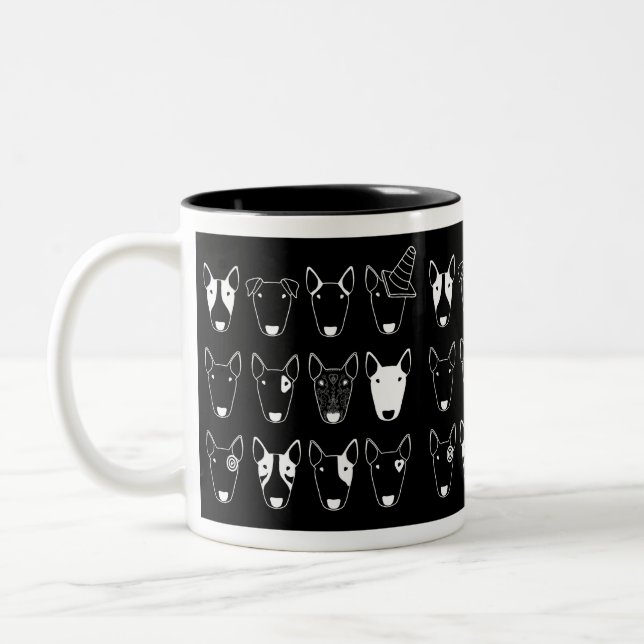 Taza blanco y negro de bull terrier (línea de (Izquierda)