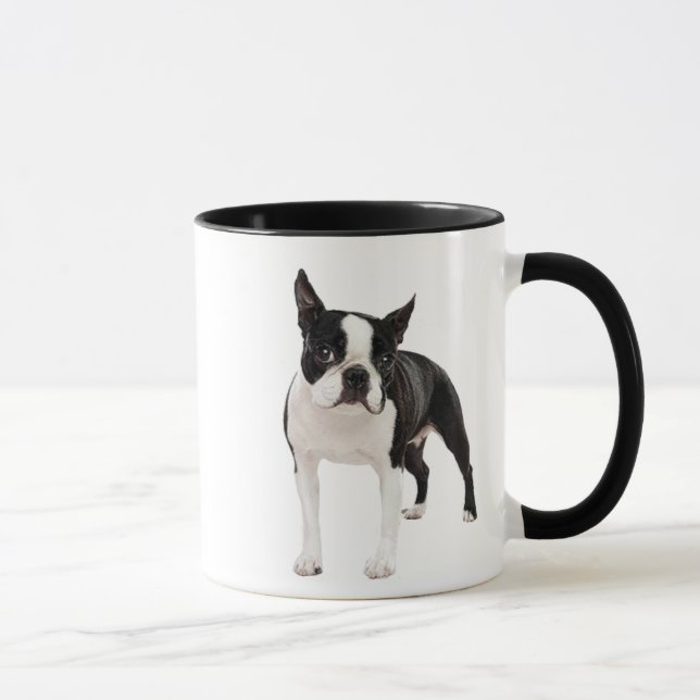 Taza blanco y negro de la taza de Boston Terrier (Derecha)