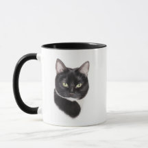 Taza blanco y negro del gato