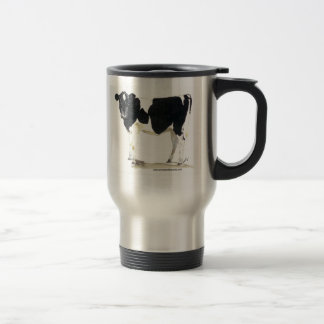 taza blanco y negro del viaje de la vaca