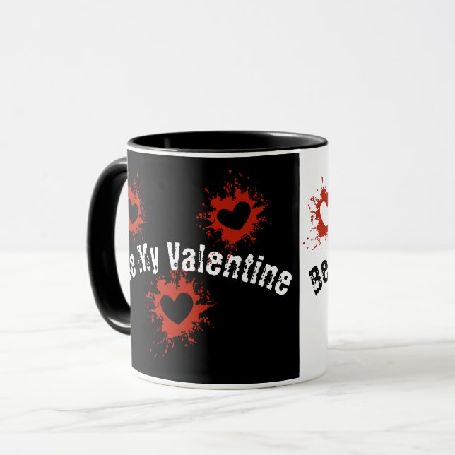 Taza Blanco Y Negro Sé Mi San Valentín (Anverso izquierdo)