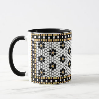 Taza Blanco y oro negro inspirado por el mosaico