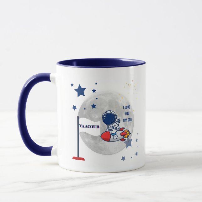 Taza "Blast Off, Pequeño Explorador - Cohetes Mug para  (Izquierda)