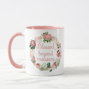 Taza Blessed Beyond Measure/Rubor Pink Floral Bouquet