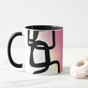 Taza Blockchain: Rosa abstracto, Amarillo, Negro y Blan