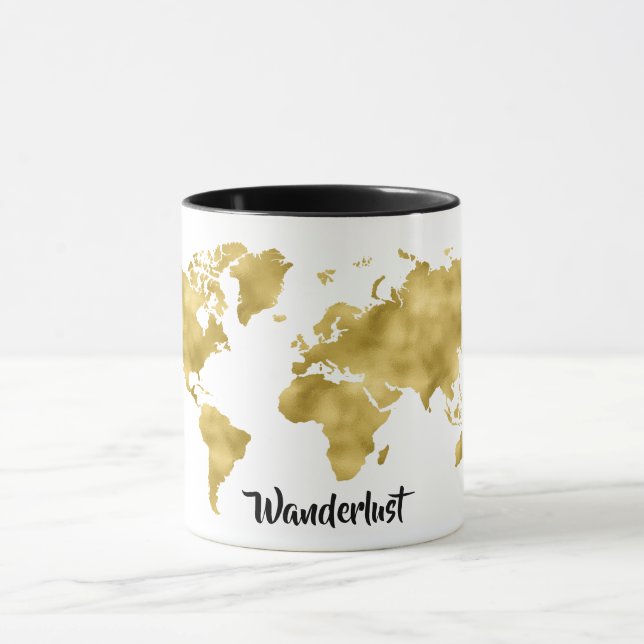 Taza Blogger viajero de Wanderlust, Relieve metalizado  (Centro)