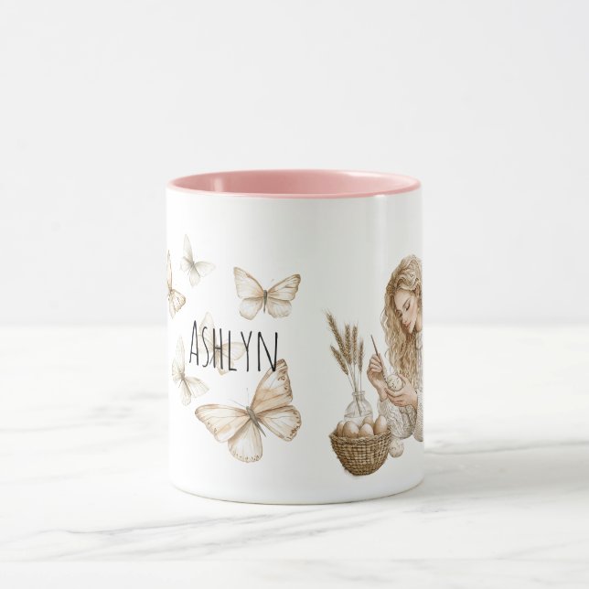 Taza Blond Girl Easter Eggs Butterflies (Centro)