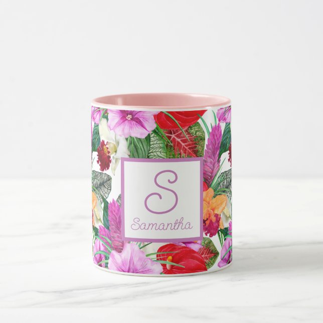 Taza Blooms de paraíso costero monogramado (Centro)
