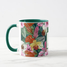 Taza Blooms de paraíso costero retro monocrogramado
