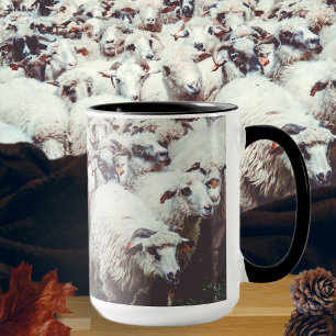 Taza Bloque de ovejas blancas y negras