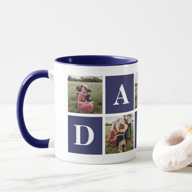 Taza Blue 5 Collage de fotos Daddy Mug (Con donut)