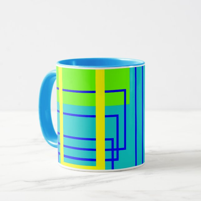 Taza Blue Abstract Art Line Art Mug Cup (Anverso izquierdo)