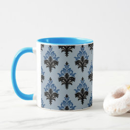 Taza Blue and Black Classic Damask style