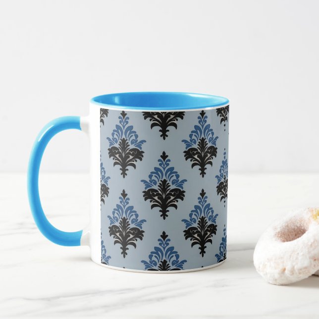 Taza Blue and Black Classic Damask style  (Con donut)
